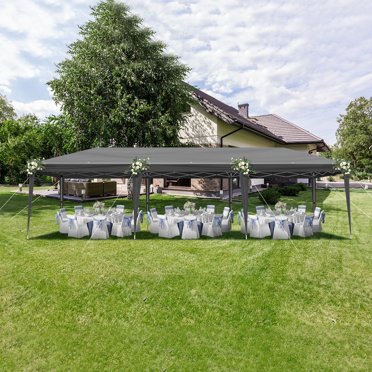 10x30ft Outdoor Pop Up Canopy, Portable Instant Canopy Tent for Outdoor Events Party Wedding Birthday Graduation