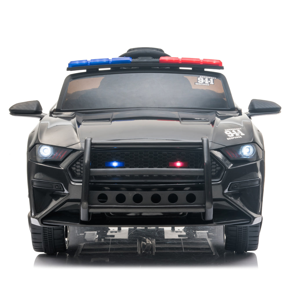 12V Kids Ride On Car ,Police sports car,2.4GHZ Remote Control,LED Lights,Siren,Microphone,Black