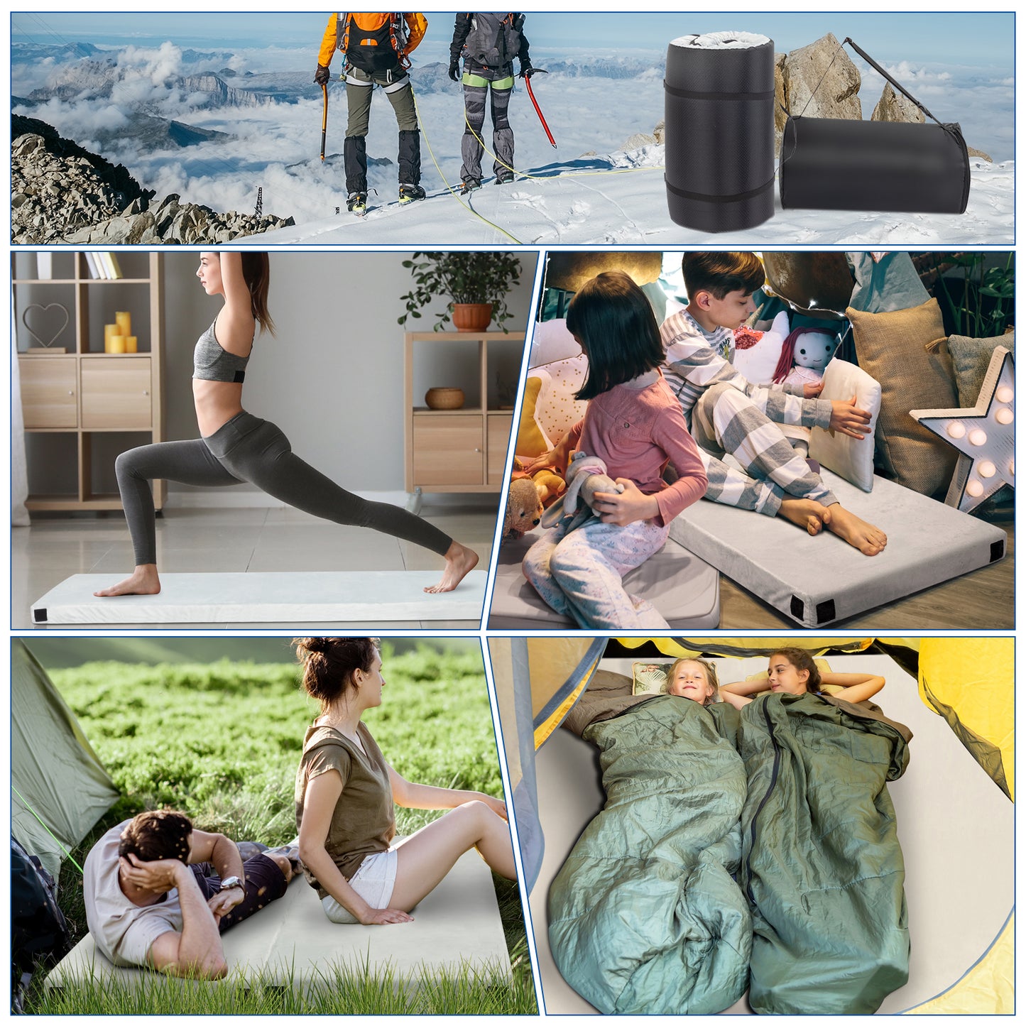 Memory Foam Camping Mattress, Portable Roll Up Travel Car Camping Mattress Sleeping Pad & Floor Mattress, Cot Mattress Guest Bed for Sleepover with Waterproof Cover & Travel Bag