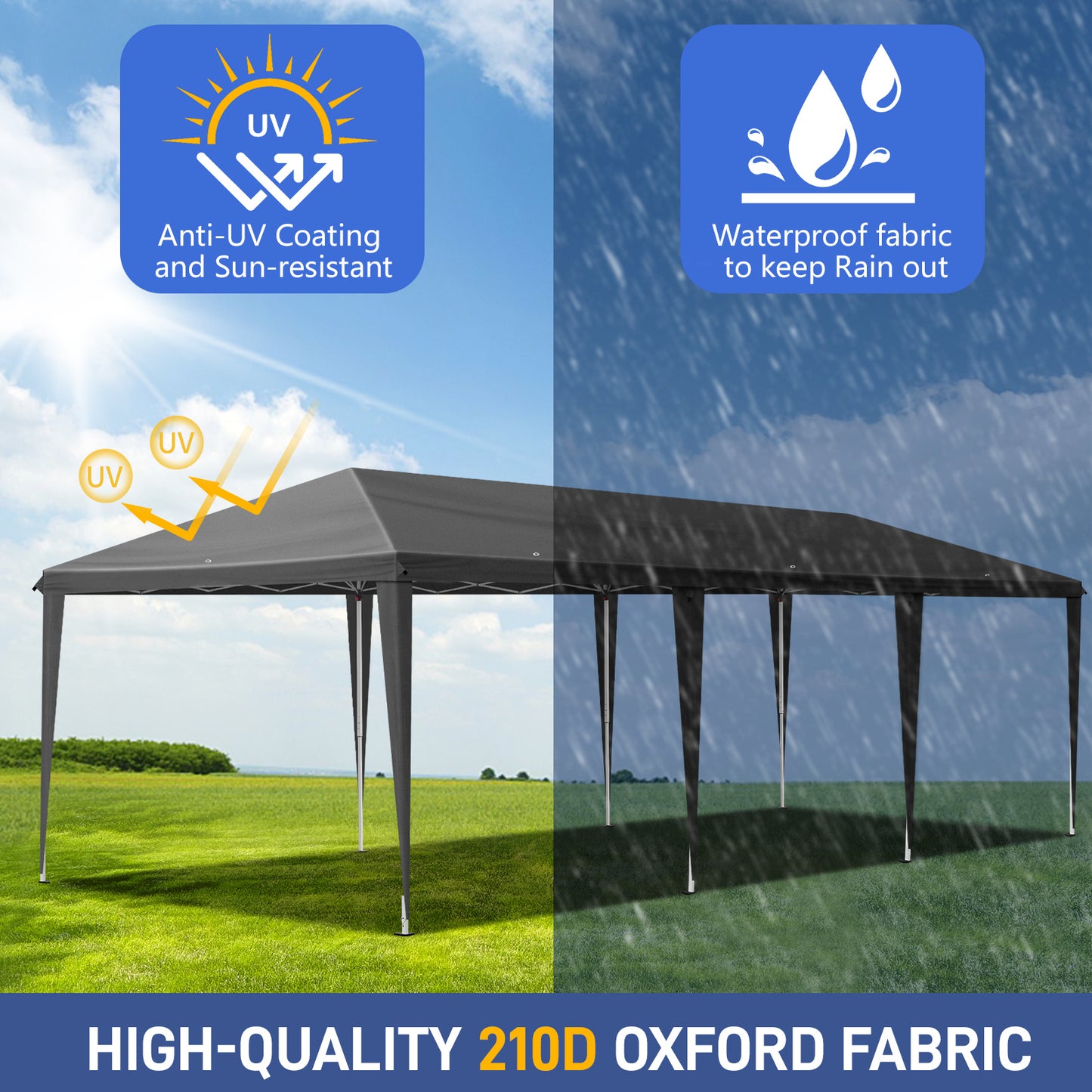 10x30ft Outdoor Pop Up Canopy, Portable Instant Canopy Tent for Outdoor Events Party Wedding Birthday Graduation