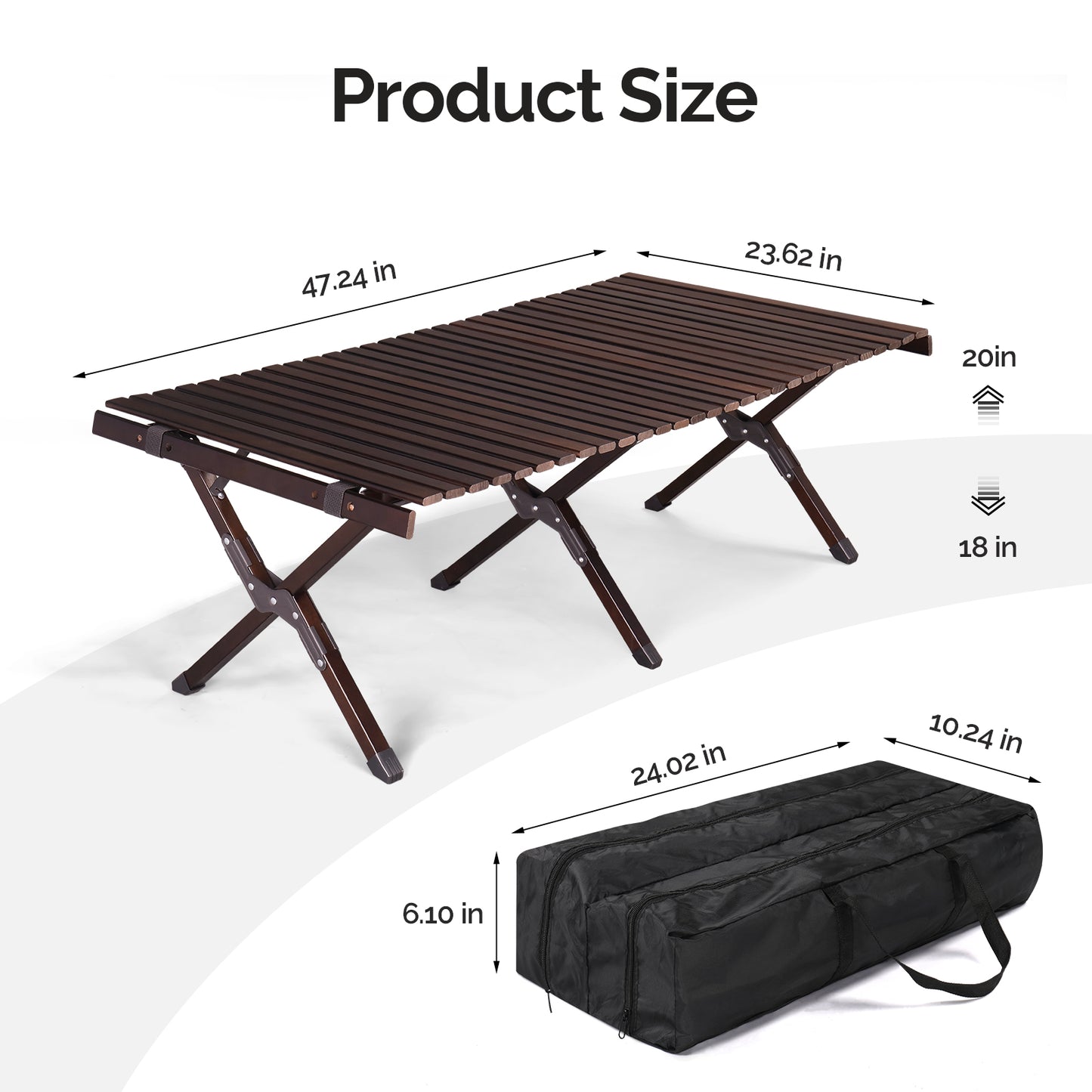 Portable Folding Camping Table, Outdoor Low Picnic Table,  Camping Table with Carry Bag, Lightweight Foldable Camp Table for Beach,Party, Patio, BBQ, Travel, Backyard