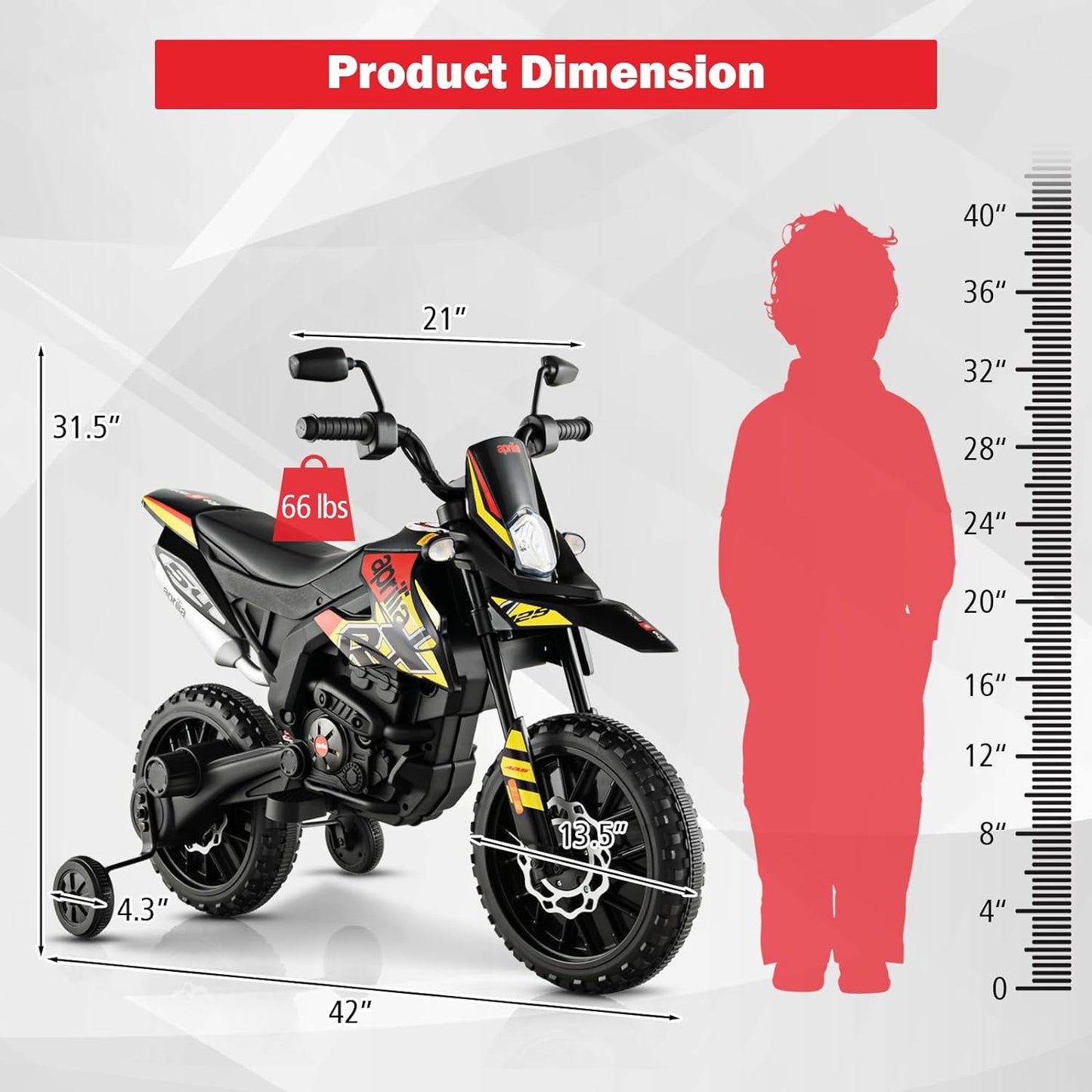 12V Electric Kid Dirt Bike for Boys, Battery Powered Motorcycle for Kids, Off Road Motorbike Toy 4Mph-Yellow(Not shipped on weekends) (Banned from temu, Walmart)