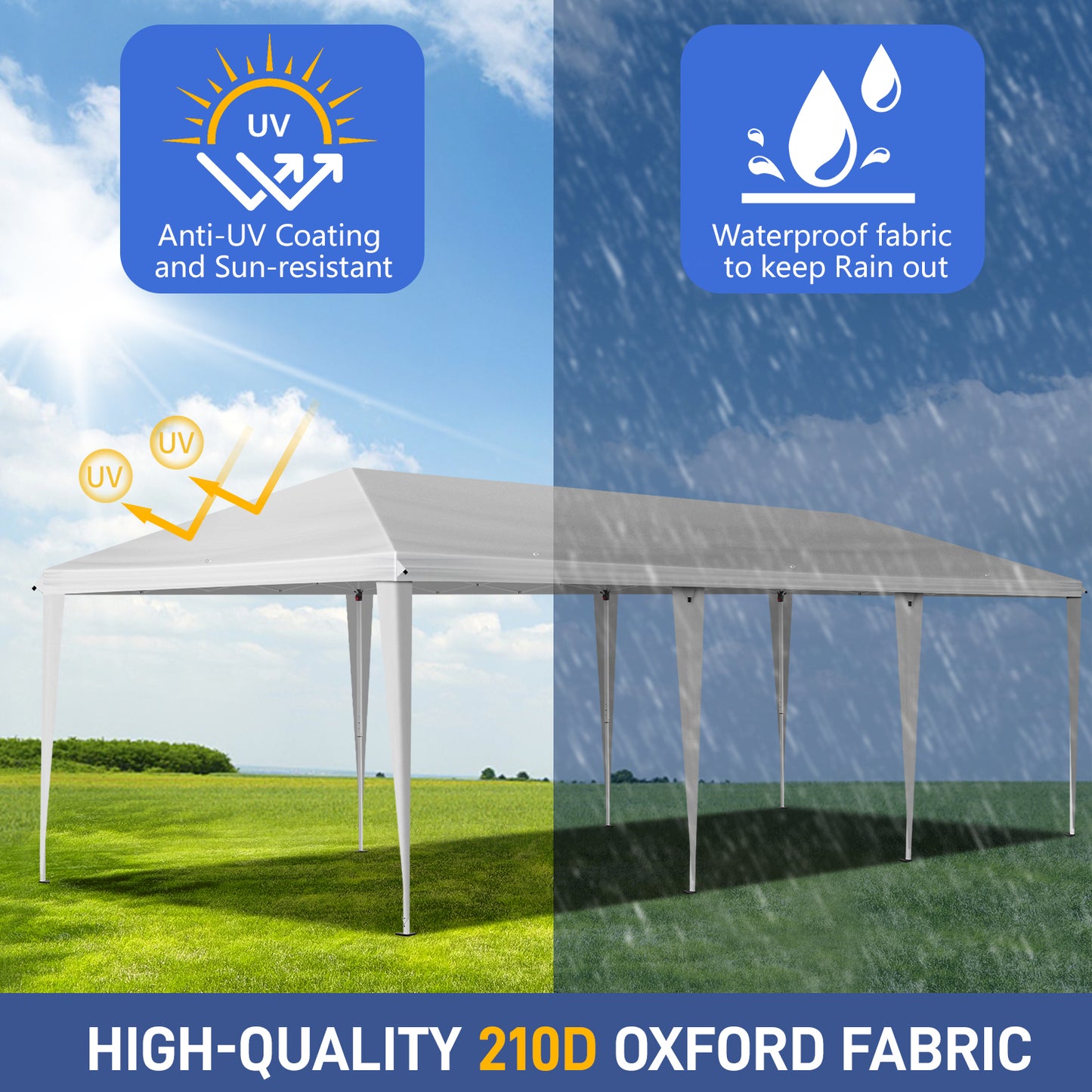 10x30ft Outdoor Pop Up Canopy, Portable Instant Canopy Tent for Outdoor Events Party Wedding Birthday Graduation