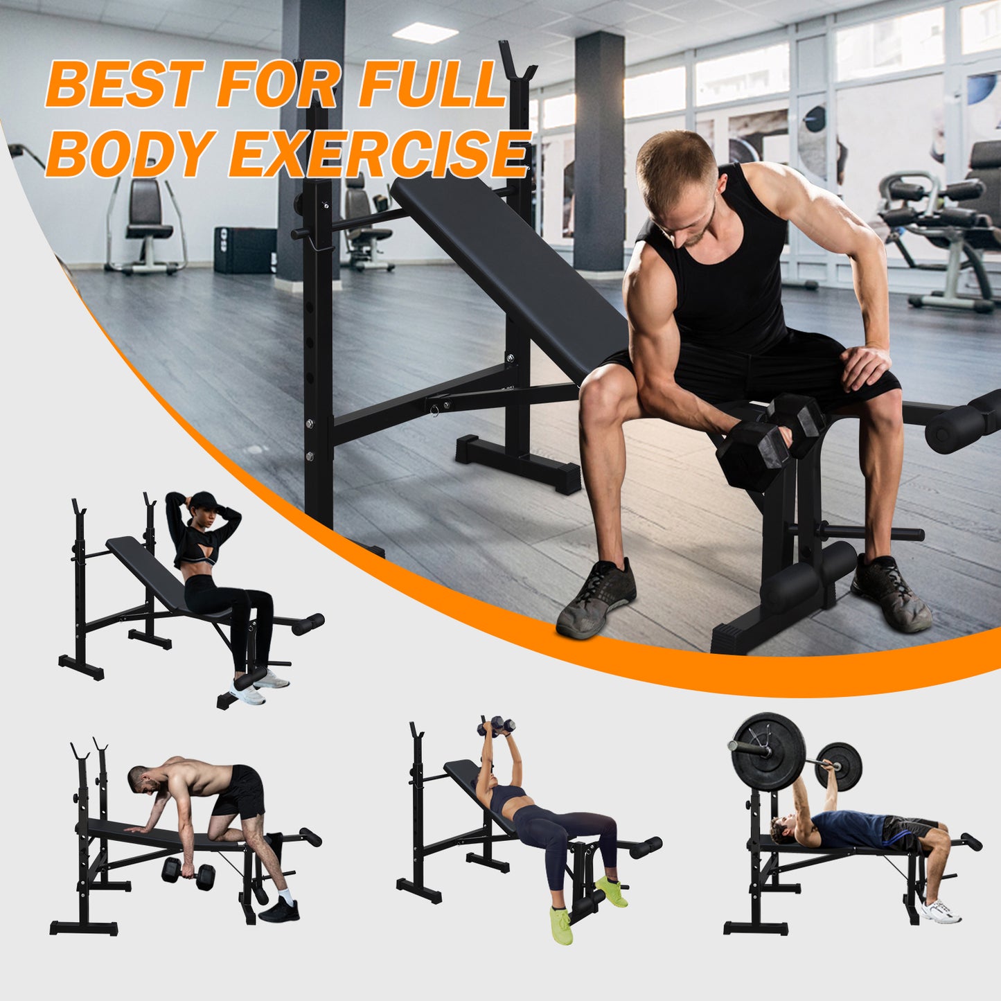 Novonova Multi functional Full function Weightlifting Bench - Leg and Butterfly Stretching and Foldable Weightlifting Bench and Dumbbell Stand, Weightlifting Bench, Developer Sleeper Fitness Bench Tiltable/Adjustable