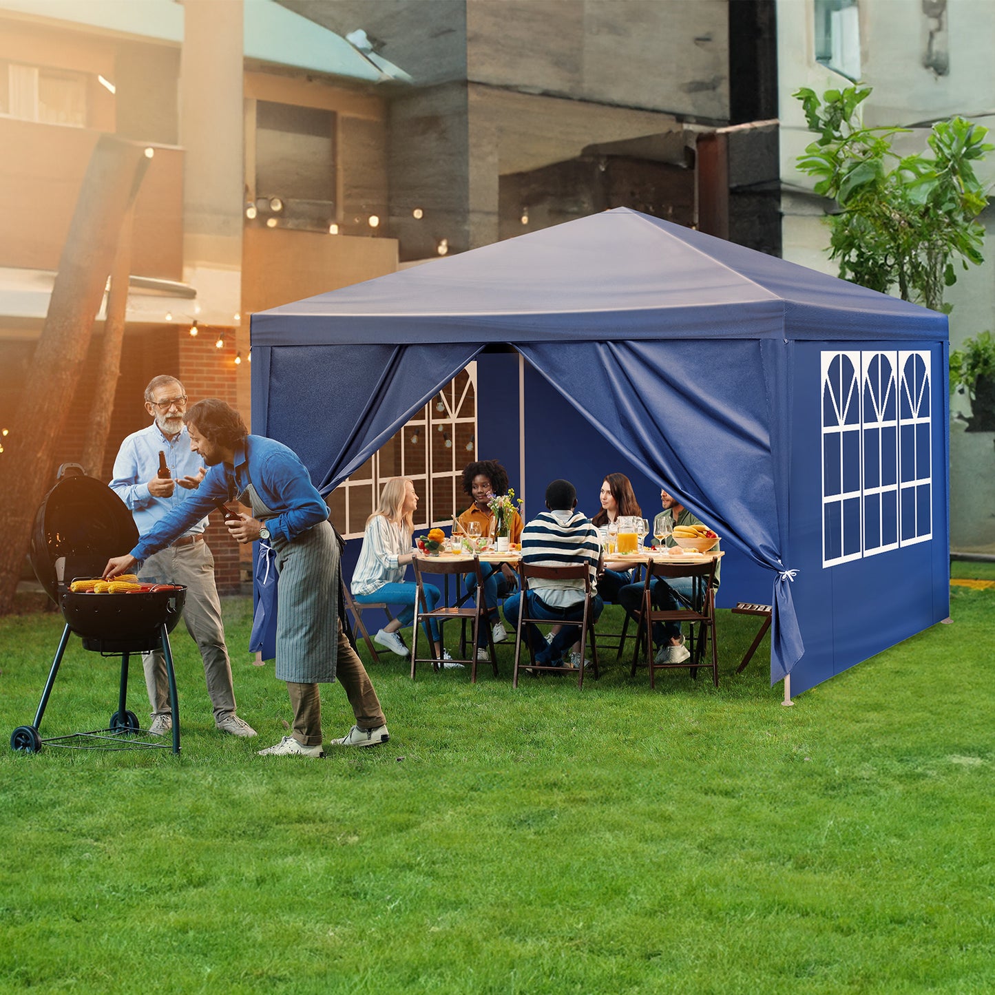 Garden Vida Pop Up Gazebo 3x3m Chapiteau de fête Chapiteau de jardin extérieur étanche avec sac de transport, Bleu