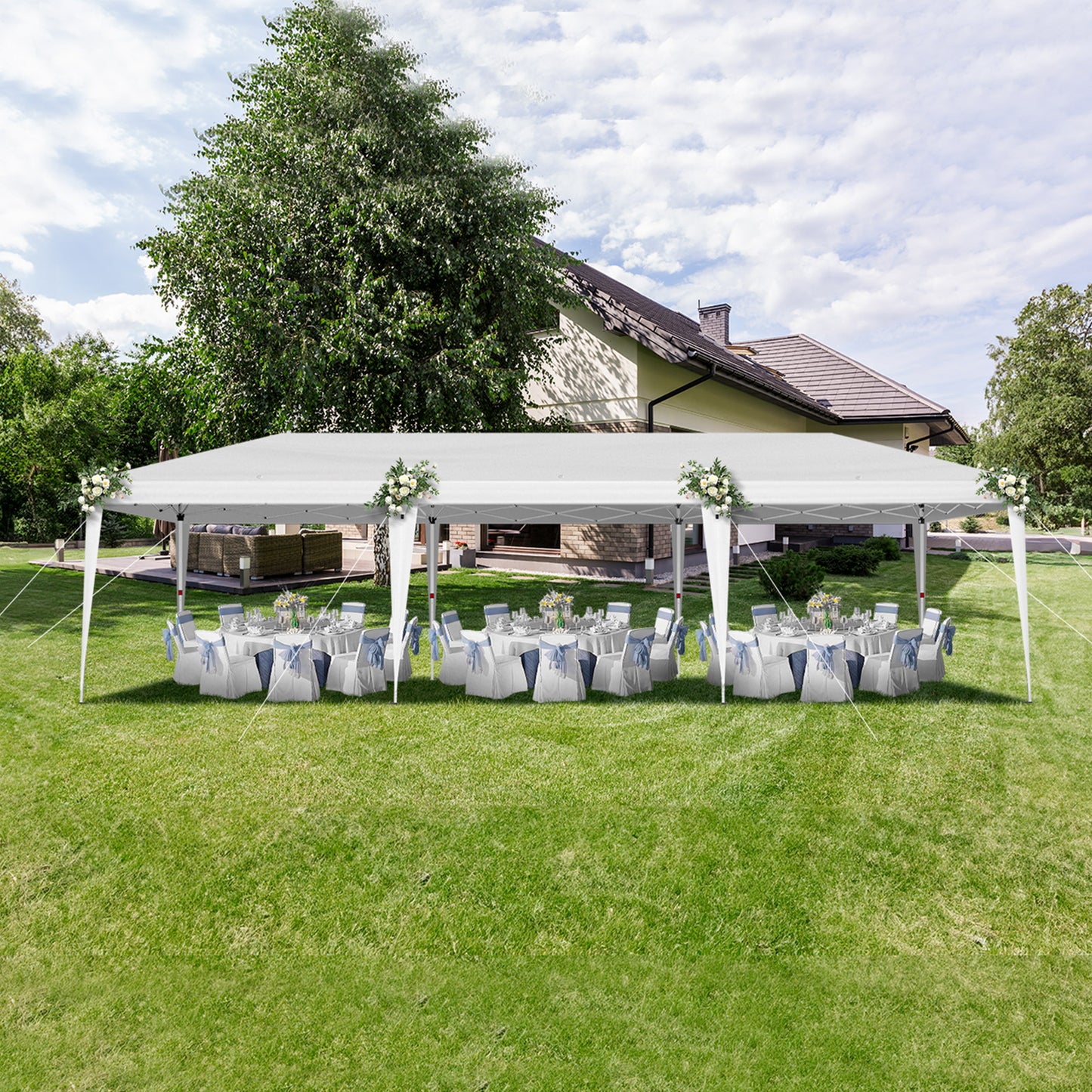 10x30ft Outdoor Pop Up Canopy, Portable Instant Canopy Tent for Outdoor Events Party Wedding Birthday Graduation