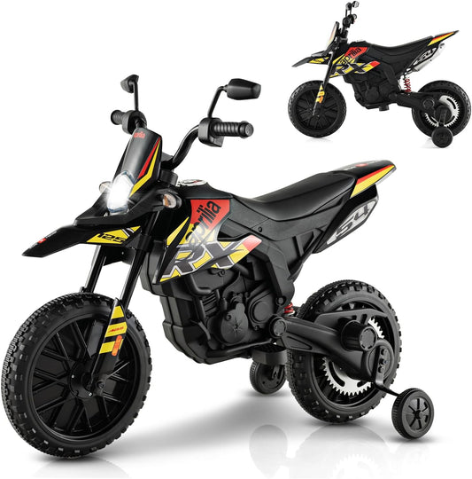 12V Electric Kid Dirt Bike for Boys, Battery Powered Motorcycle for Kids, Off Road Motorbike Toy 4Mph-Yellow(Not shipped on weekends) (Banned from temu, Walmart)