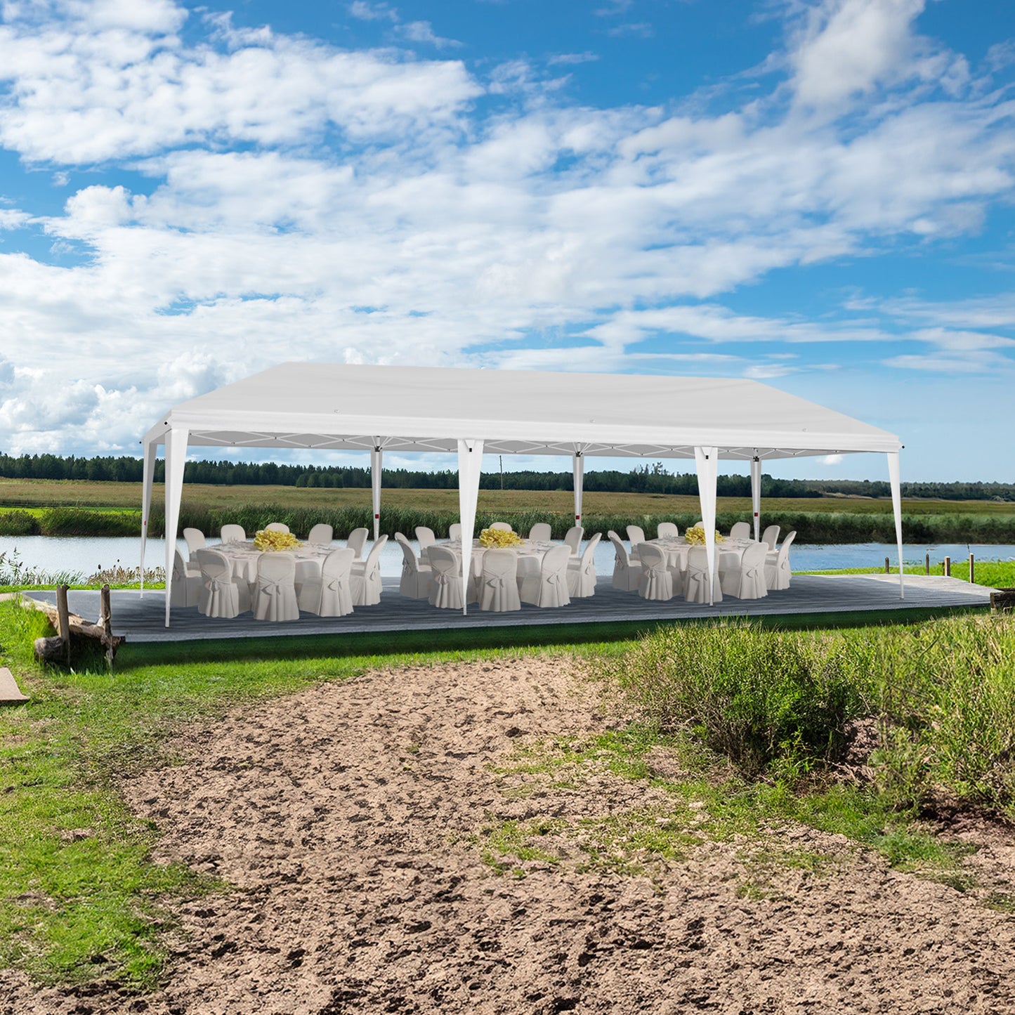 10x30ft Outdoor Pop Up Canopy, Portable Instant Canopy Tent for Outdoor Events Party Wedding Birthday Graduation