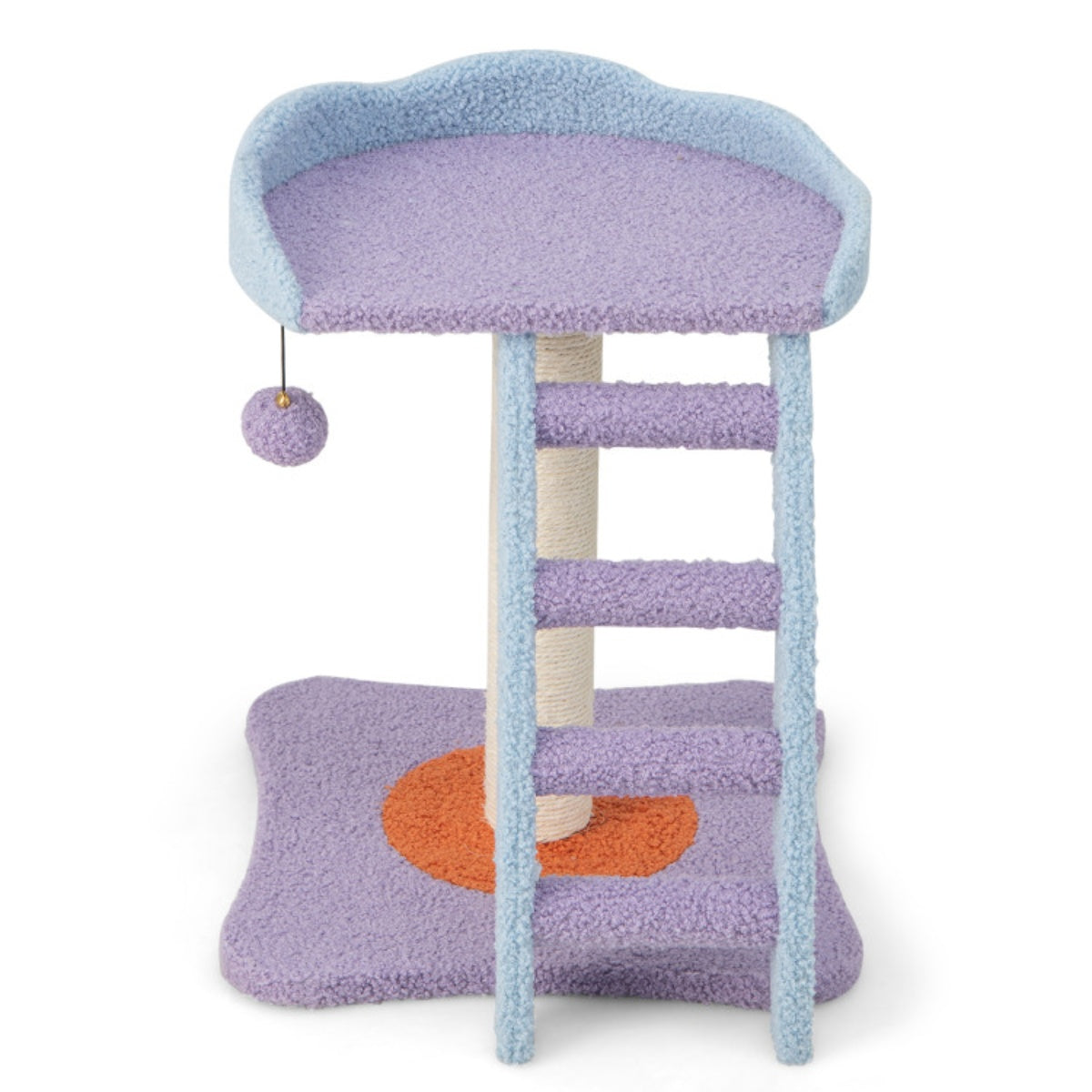 2 storey cat tree, cat climbing frame, plush cat tower with ladder shape