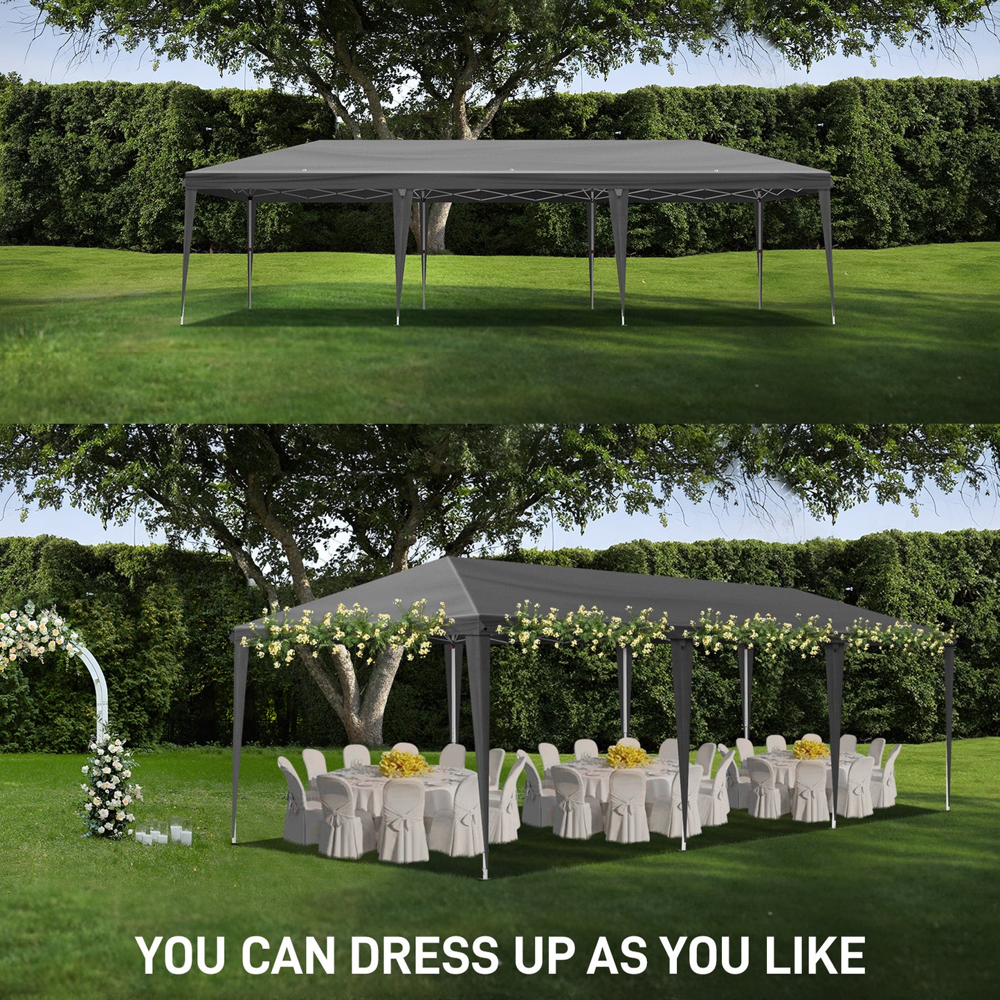 10x30ft Outdoor Pop Up Canopy, Portable Instant Canopy Tent for Outdoor Events Party Wedding Birthday Graduation