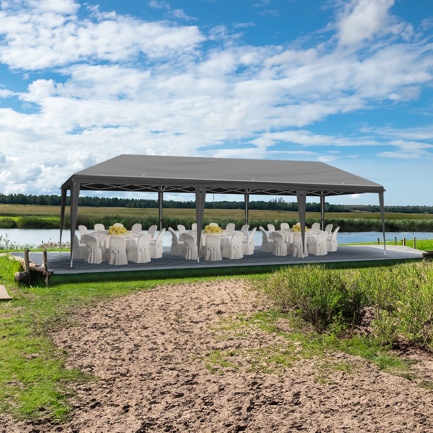 10x30ft Outdoor Pop Up Canopy, Portable Instant Canopy Tent for Outdoor Events Party Wedding Birthday Graduation