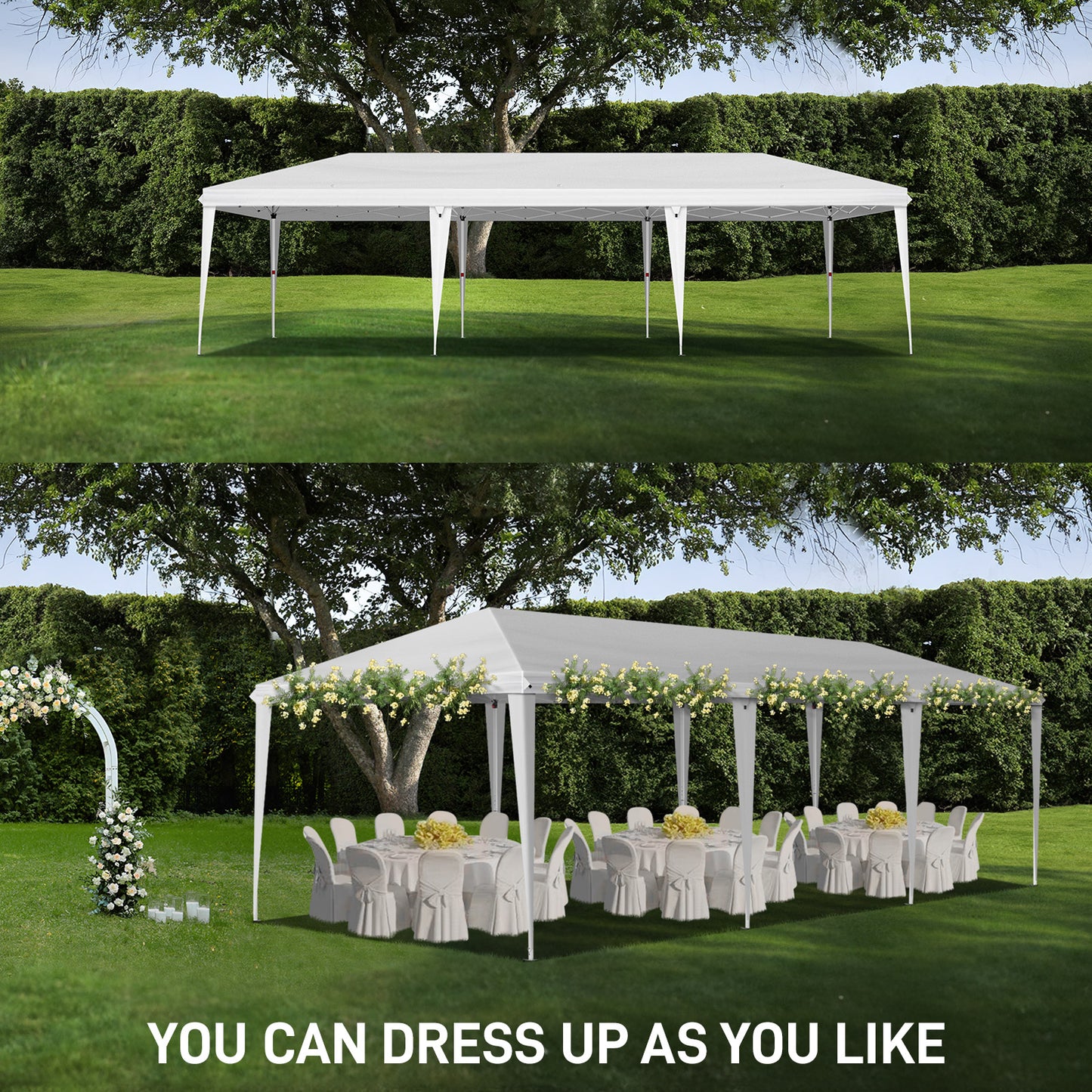 10x30ft Outdoor Pop Up Canopy, Portable Instant Canopy Tent for Outdoor Events Party Wedding Birthday Graduation