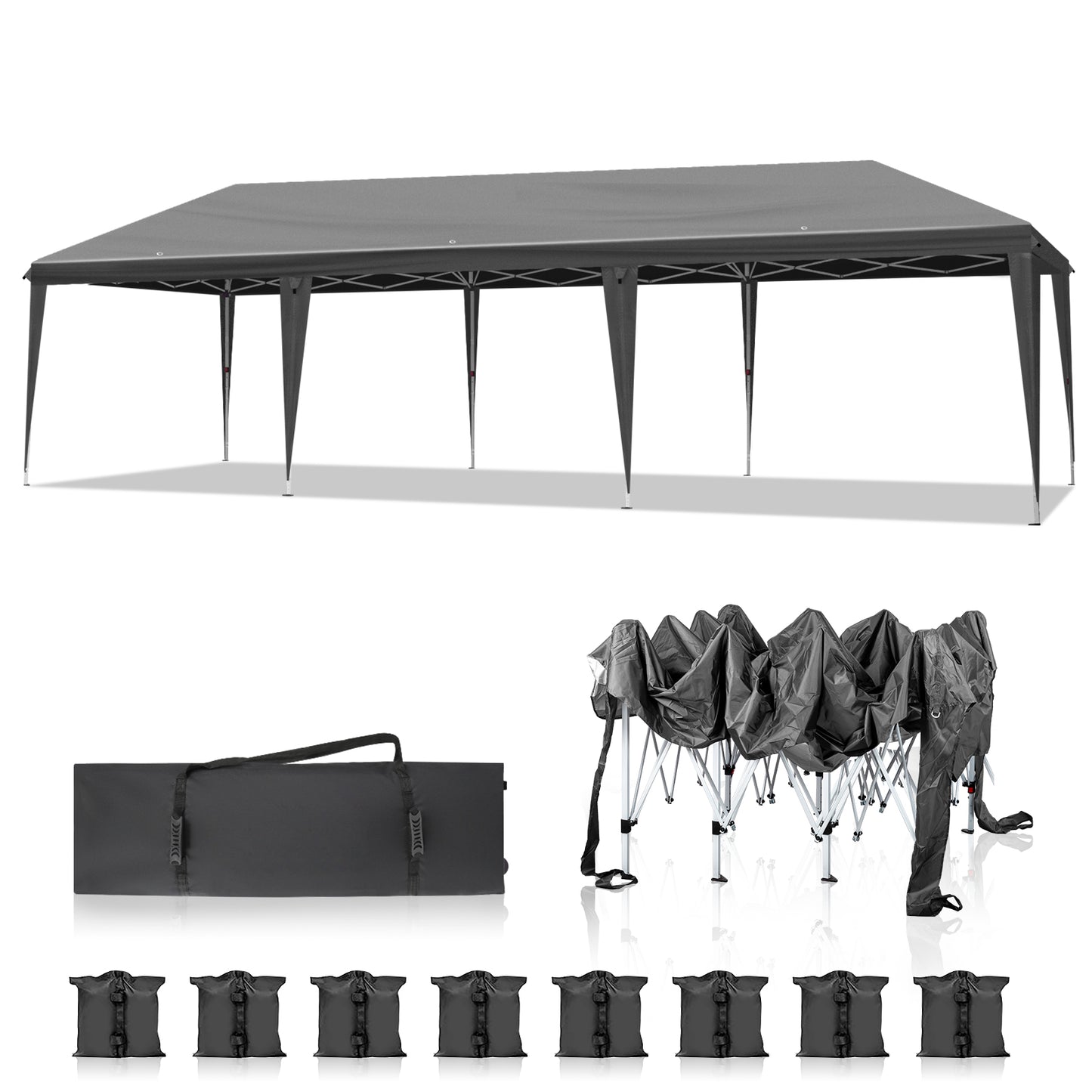 10x30ft Outdoor Pop Up Canopy, Portable Instant Canopy Tent for Outdoor Events Party Wedding Birthday Graduation